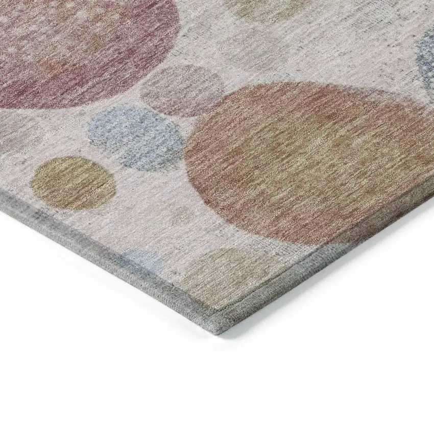 Blush Blue And Taupe Geometric Washable Indoor Outdoor Area Rug Photo 6