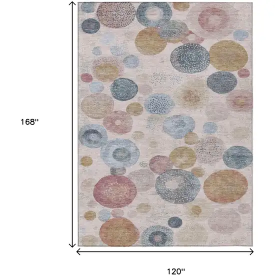 Blush Blue And Taupe Geometric Washable Indoor Outdoor Area Rug Photo 9