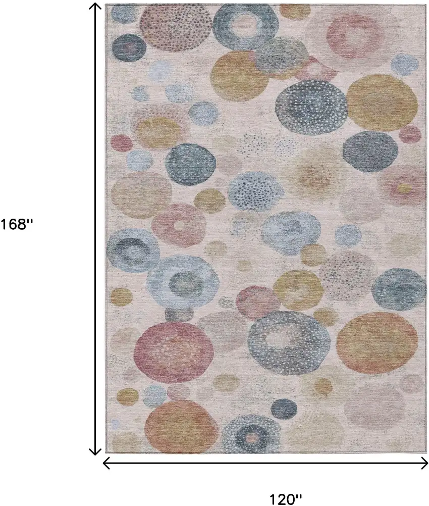 Blush Blue And Taupe Geometric Washable Indoor Outdoor Area Rug Photo 9