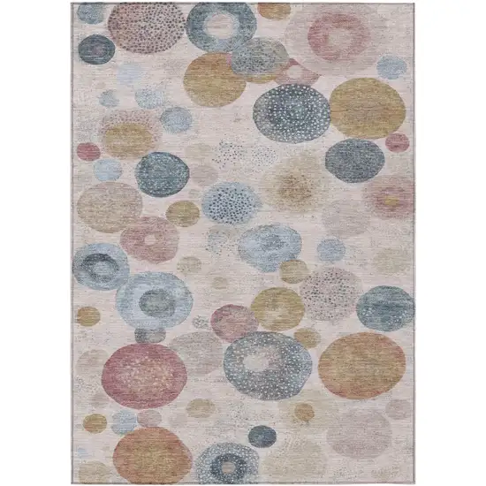 Blush Blue And Taupe Geometric Washable Indoor Outdoor Area Rug Photo 8