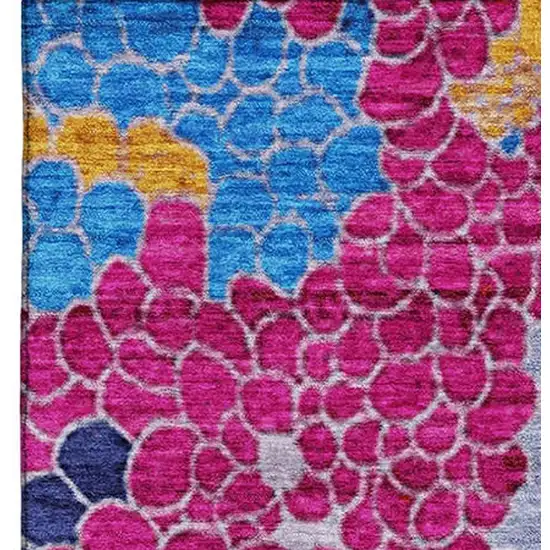 Blush Blue And Yellow Geometric Washable Area Rug With UV Protection Photo 4
