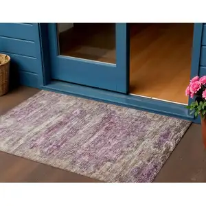Photo of Blush Brown And Beige Abstract Washable Indoor Outdoor Area Rug