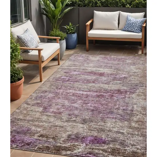 Blush Brown And Beige Abstract Washable Indoor Outdoor Area Rug Photo 1