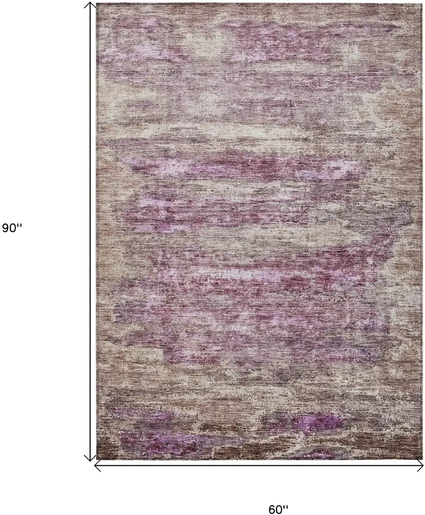 Blush Brown And Beige Abstract Washable Indoor Outdoor Area Rug Photo 3