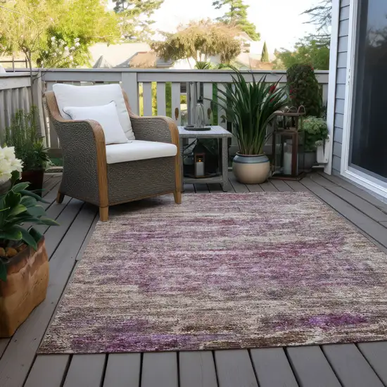 Blush Brown And Beige Abstract Washable Indoor Outdoor Area Rug Photo 8