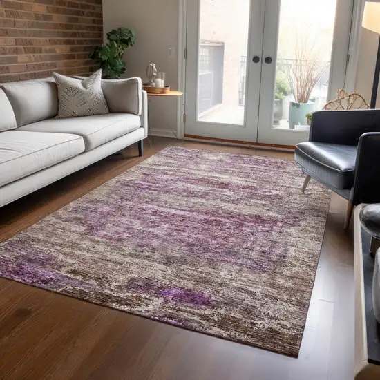 Blush Brown And Beige Abstract Washable Indoor Outdoor Area Rug Photo 9