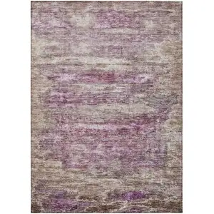 Photo of Blush Brown And Beige Abstract Washable Indoor Outdoor Area Rug