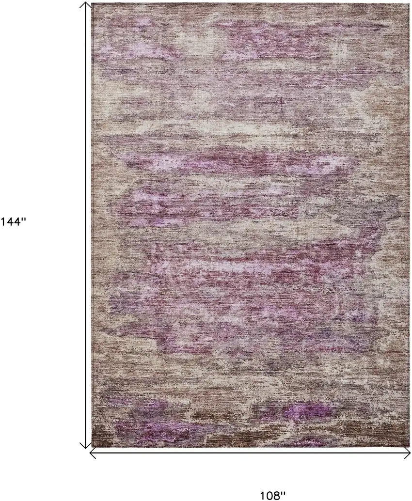 Blush Brown And Beige Abstract Washable Indoor Outdoor Area Rug Photo 3