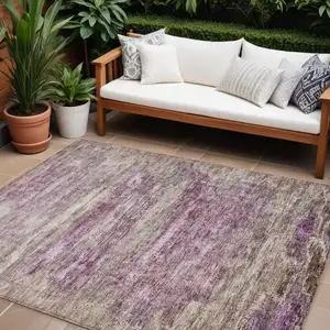 Photo of Blush Brown And Beige Abstract Washable Indoor Outdoor Area Rug
