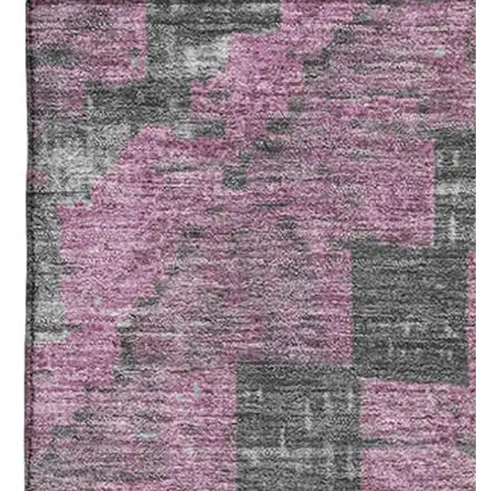 Blush Charcoal And Gray Diamond Washable Area Rug With UV Protection Photo 3
