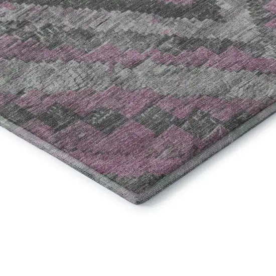 Blush Charcoal And Gray Diamond Washable Area Rug With UV Protection Photo 8