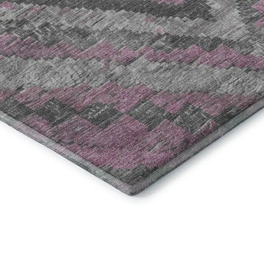 Blush Charcoal And Gray Diamond Washable Area Rug With UV Protection Photo 8
