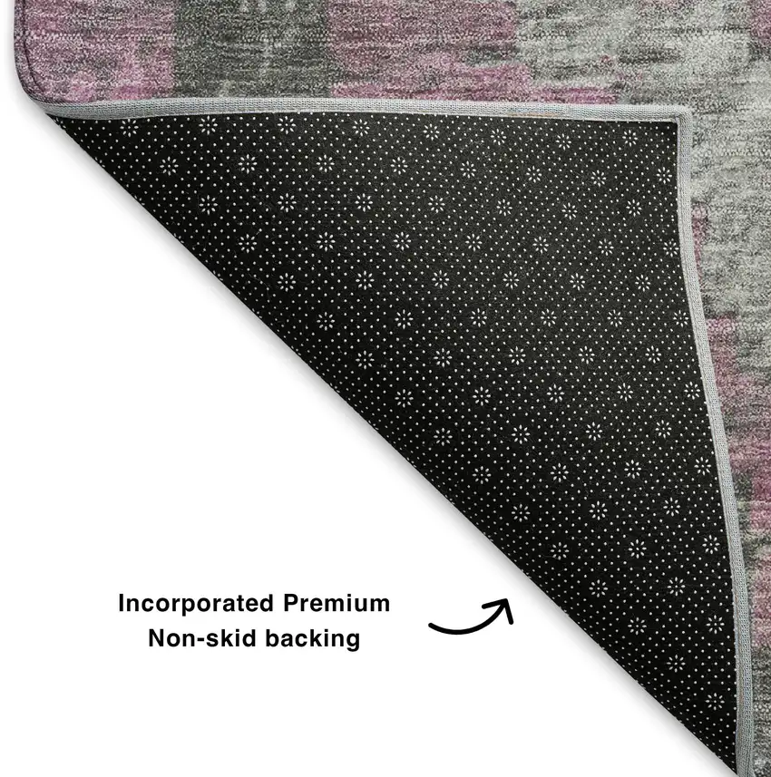 Blush Charcoal And Gray Diamond Washable Area Rug With UV Protection Photo 7