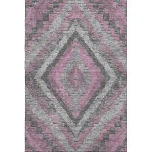 Photo of Blush Charcoal And Gray Diamond Washable Area Rug With UV Protection