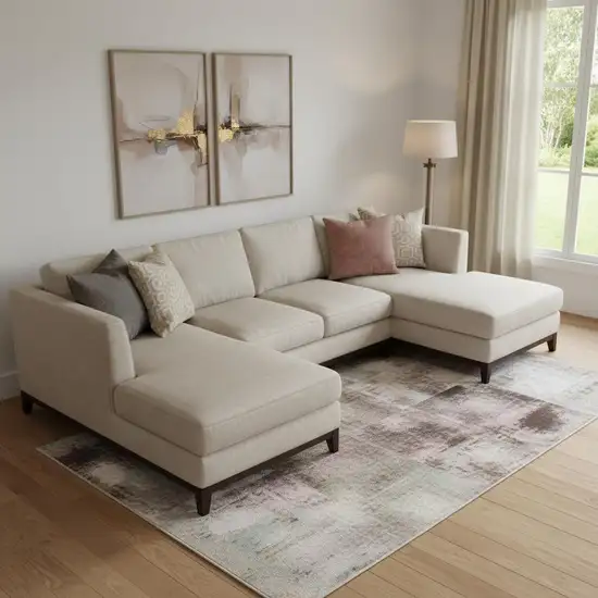 Blush Charcoal And Ivory Abstract Washable Area Rug With UV Protection Photo 2