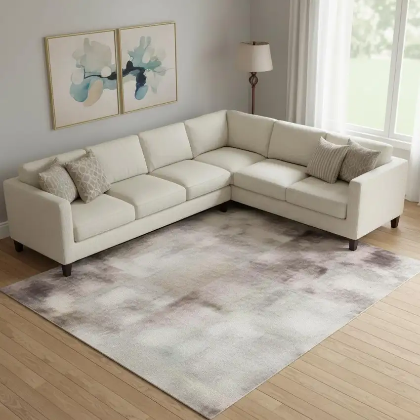 Blush Charcoal And Ivory Abstract Washable Area Rug With UV Protection Photo 2