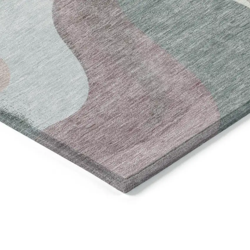 Blush Charcoal And Ivory Abstract Washable Indoor Outdoor Area Rug Photo 6