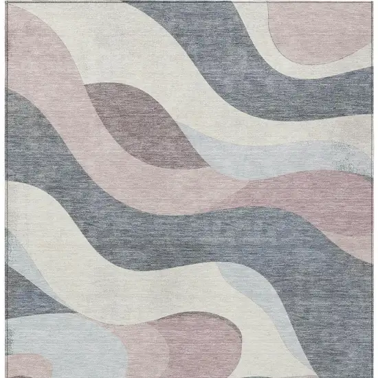 Blush Charcoal And Ivory Abstract Washable Indoor Outdoor Area Rug Photo 5