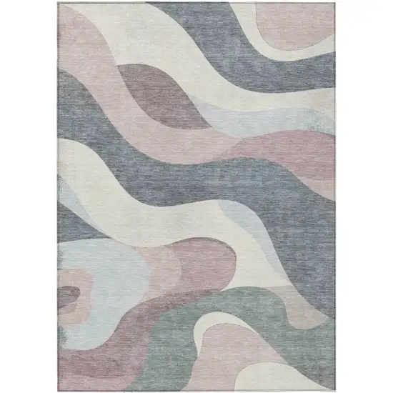 Blush Charcoal And Ivory Abstract Washable Indoor Outdoor Area Rug Photo 1