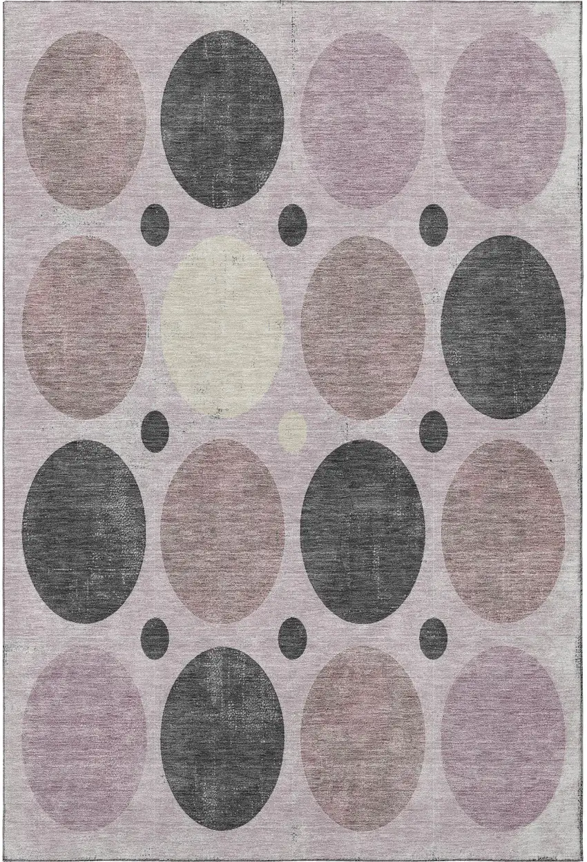 Blush Charcoal And Ivory Geometric Washable Area Rug With UV Protection Photo 4