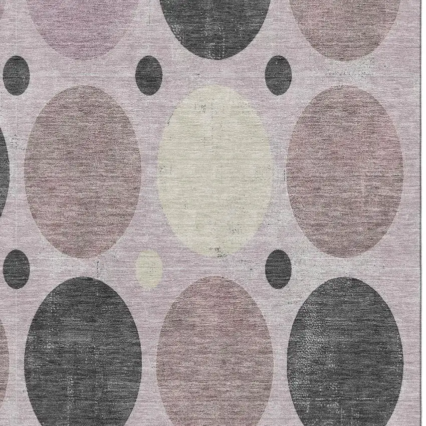 Blush Charcoal And Ivory Geometric Washable Area Rug With UV Protection Photo 3