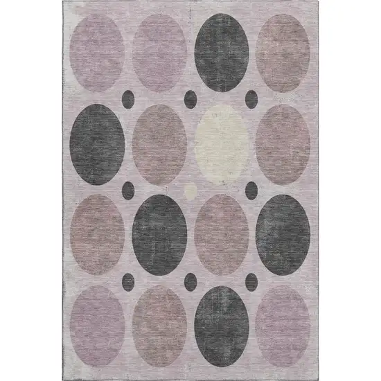 Blush Charcoal And Ivory Geometric Washable Area Rug With UV Protection Photo 1