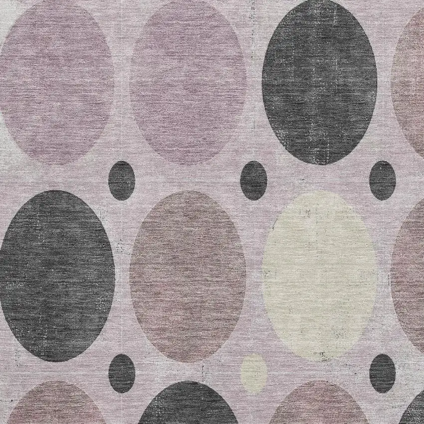 Blush Charcoal And Ivory Geometric Washable Area Rug With UV Protection Photo 3