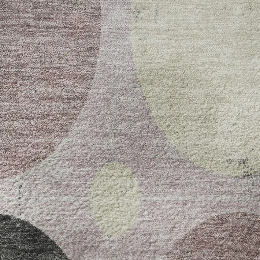 Blush Charcoal And Ivory Geometric Washable Area Rug With UV Protection Photo 8