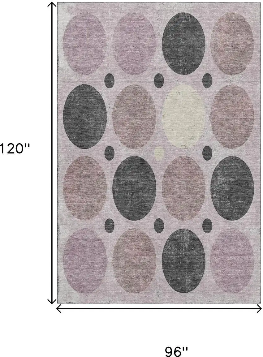 Blush Charcoal And Ivory Geometric Washable Area Rug With UV Protection Photo 9