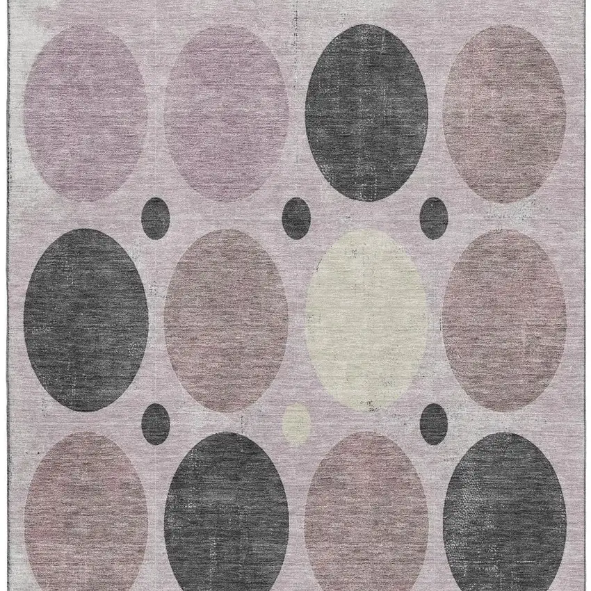 Blush Charcoal And Ivory Geometric Washable Area Rug With UV Protection Photo 4