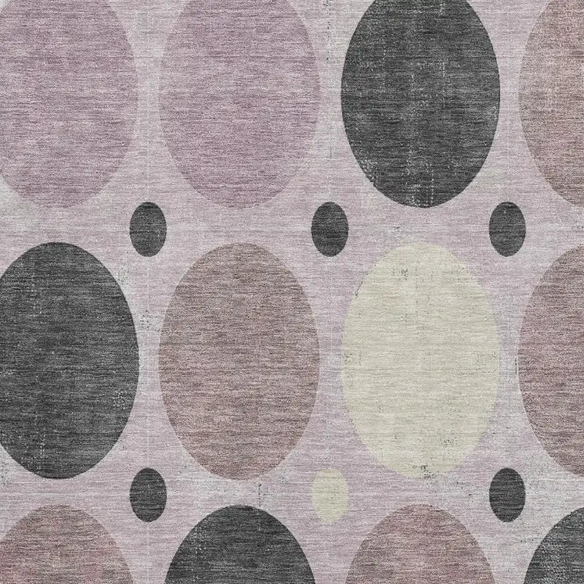 Blush Charcoal And Ivory Geometric Washable Area Rug With UV Protection Photo 3