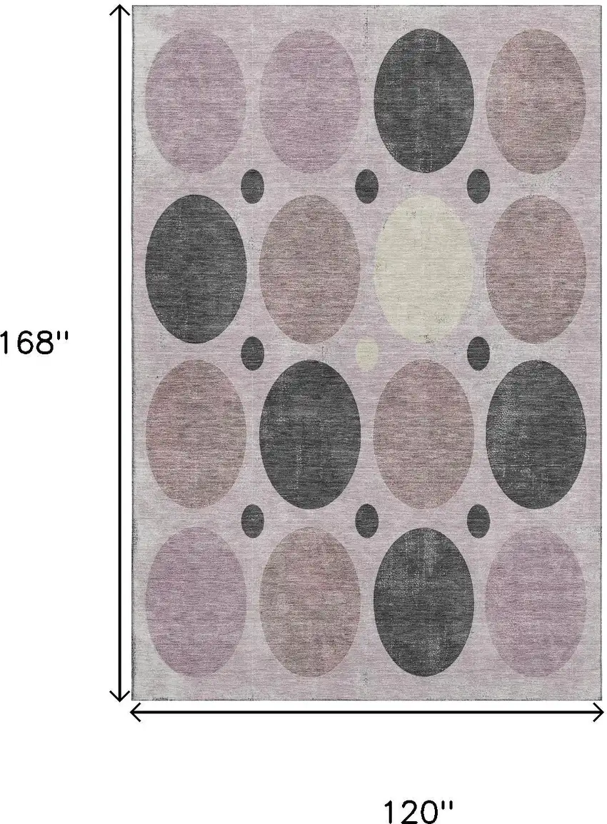 Blush Charcoal And Ivory Geometric Washable Area Rug With UV Protection Photo 9