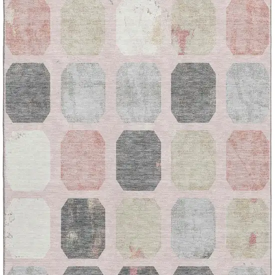 Blush Charcoal And Ivory Geometric Washable Area Rug With UV Protection Photo 4