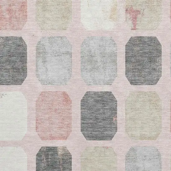Blush Charcoal And Ivory Geometric Washable Area Rug With UV Protection Photo 3