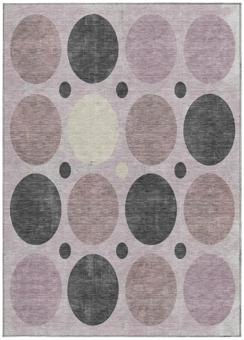 Blush Charcoal And Ivory Geometric Washable Indoor Outdoor Area Rug Photo 3