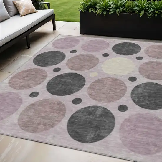 Blush Charcoal And Ivory Geometric Washable Indoor Outdoor Area Rug Photo 2