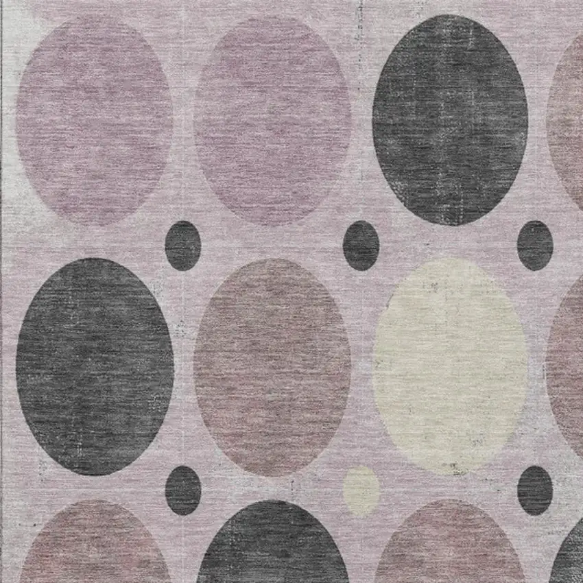 Blush Charcoal And Ivory Geometric Washable Indoor Outdoor Area Rug Photo 4