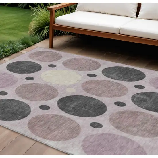 Blush Charcoal And Ivory Geometric Washable Indoor Outdoor Area Rug Photo 2