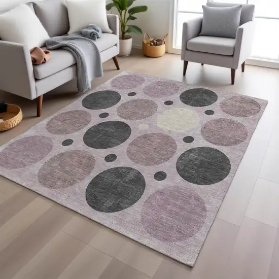 Blush Charcoal And Ivory Geometric Washable Indoor Outdoor Area Rug Photo 7