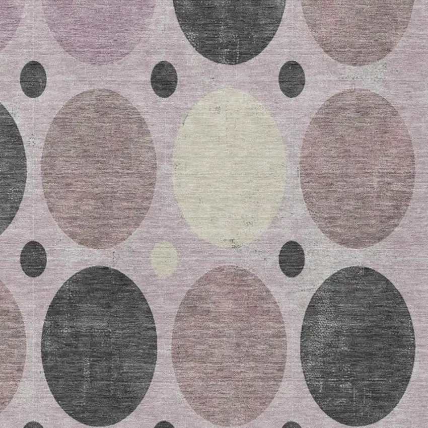 Blush Charcoal And Ivory Geometric Washable Indoor Outdoor Area Rug Photo 4