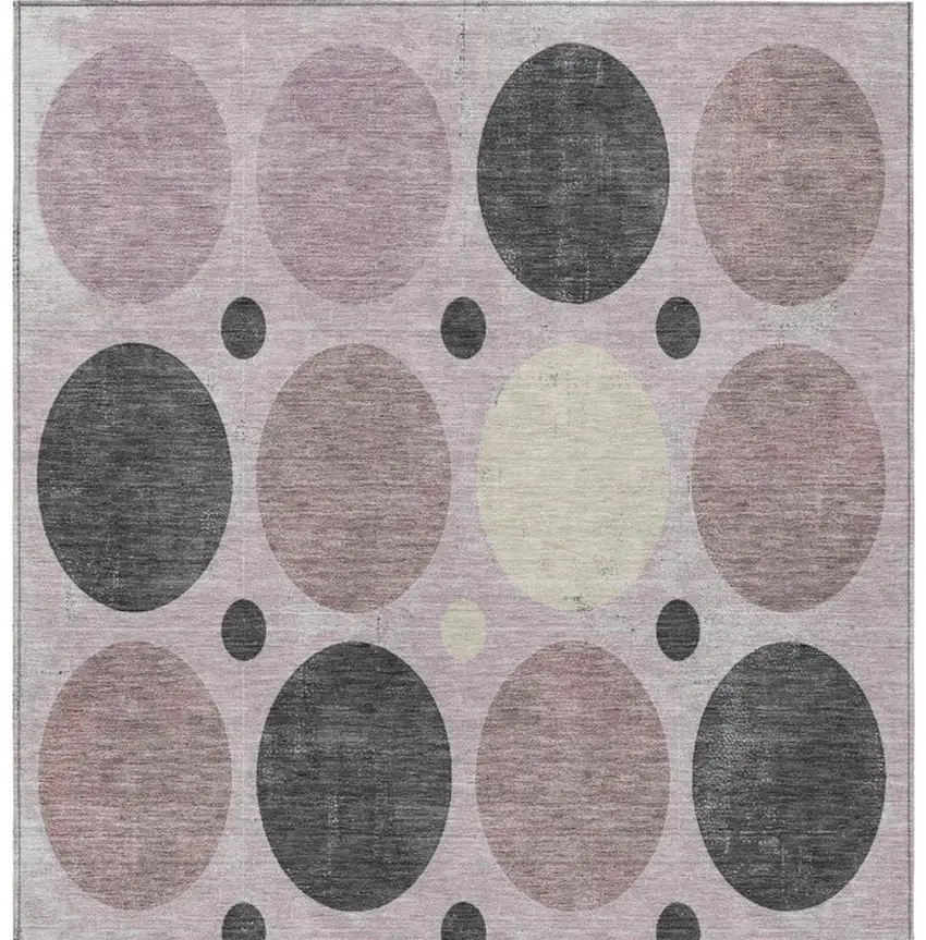 Blush Charcoal And Ivory Geometric Washable Indoor Outdoor Area Rug Photo 4
