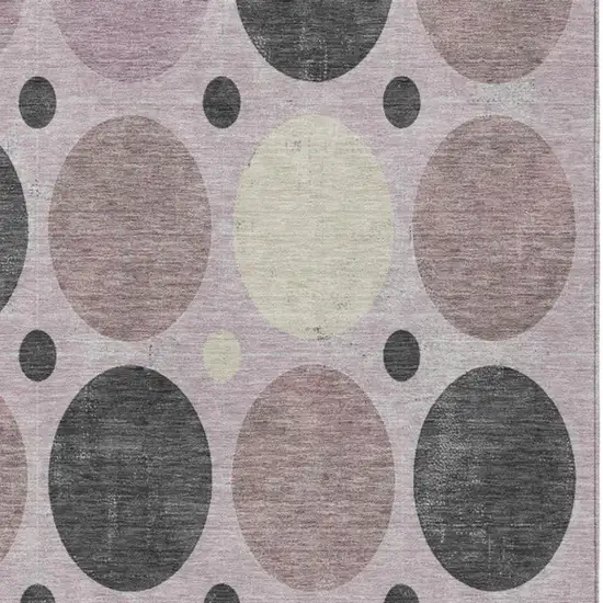 Blush Charcoal And Ivory Geometric Washable Indoor Outdoor Area Rug Photo 3