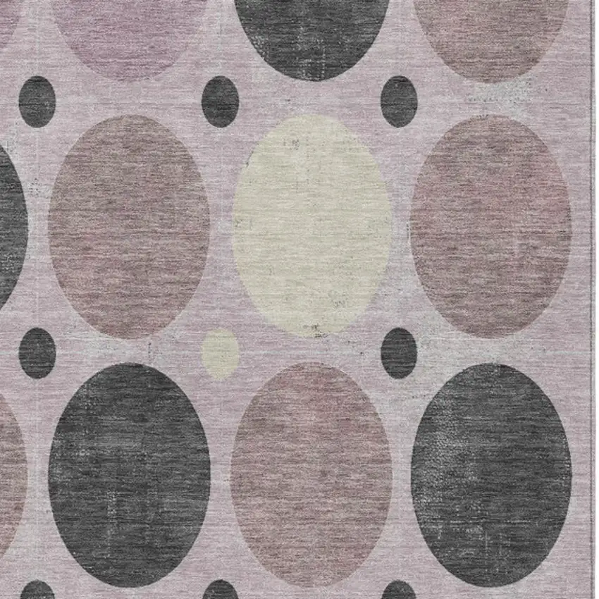 Blush Charcoal And Ivory Geometric Washable Indoor Outdoor Area Rug Photo 3