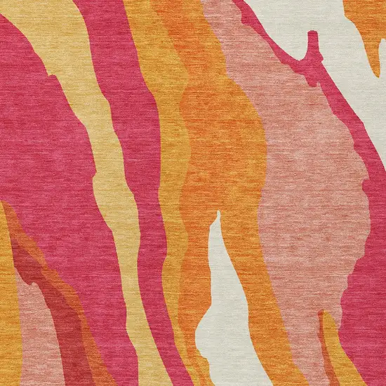 Blush Copper And Ivory Abstract Washable Indoor Outdoor Area Rug Photo 6