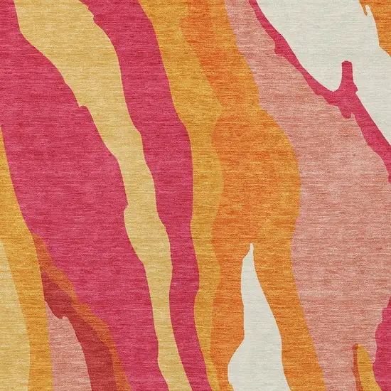Blush Copper And Ivory Abstract Washable Indoor Outdoor Area Rug Photo 6