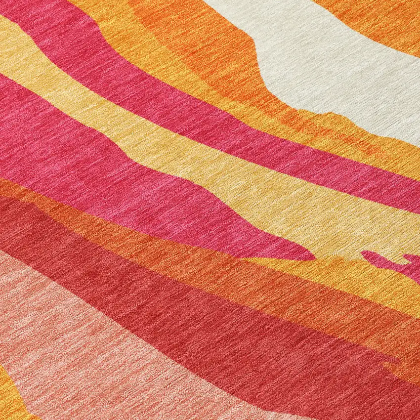 Blush Copper And Ivory Abstract Washable Indoor Outdoor Area Rug Photo 5