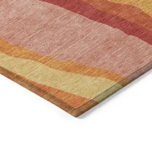 Photo of Blush Copper And Ivory Abstract Washable Indoor Outdoor Area Rug