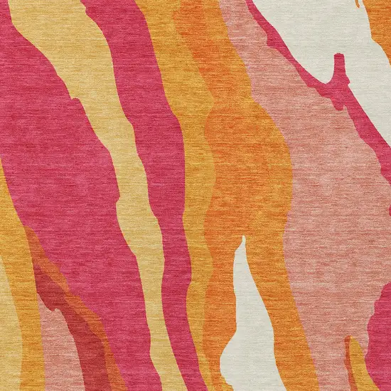 Blush Copper And Ivory Abstract Washable Indoor Outdoor Area Rug Photo 6