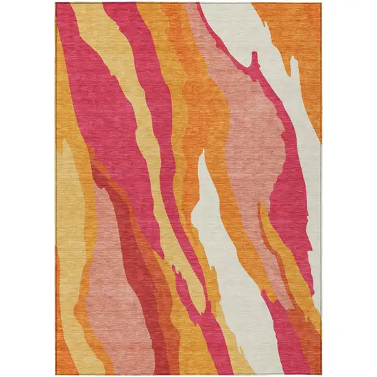 Blush Copper And Ivory Abstract Washable Indoor Outdoor Area Rug Photo 2