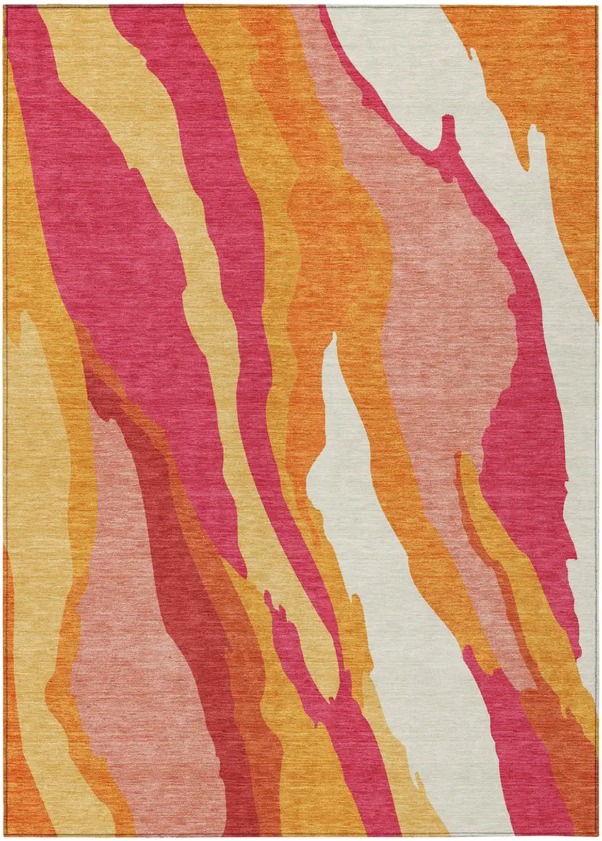 Blush Copper And Ivory Abstract Washable Indoor Outdoor Area Rug Photo 2